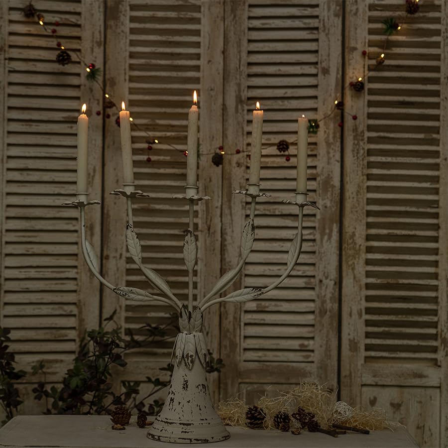 AGANS Vintage Metal Candle Holders for Elegant Home Decor, Romantic Wedding Props, Festive Candelabra Decorations, Off-White