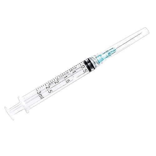 Paquete de 100 jeringas desechables de 0.11 onzas líquidas con aguja de 0.8 oz (23 g), paquete individual