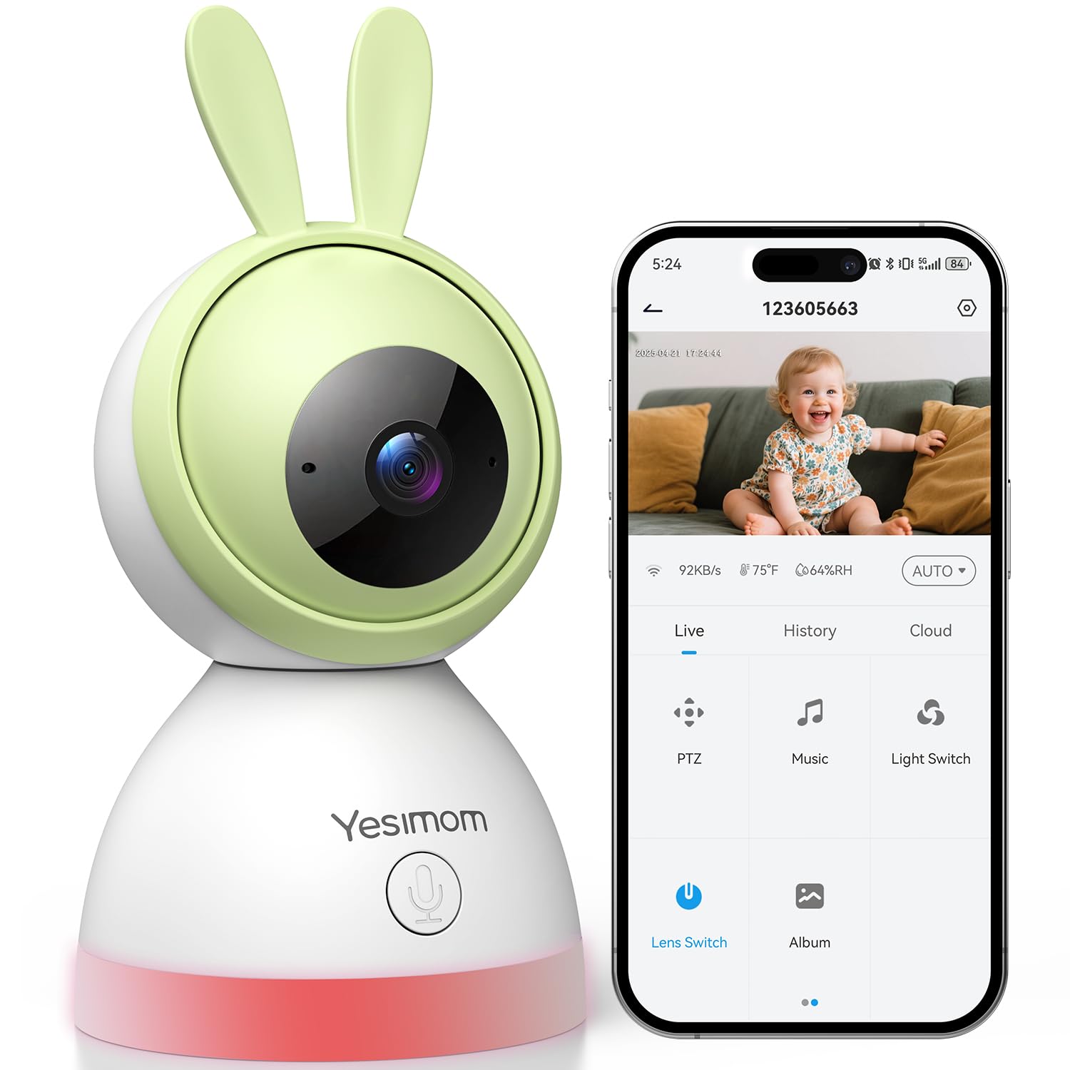 YESIMOM Baby Monitor One-Click Call Feature