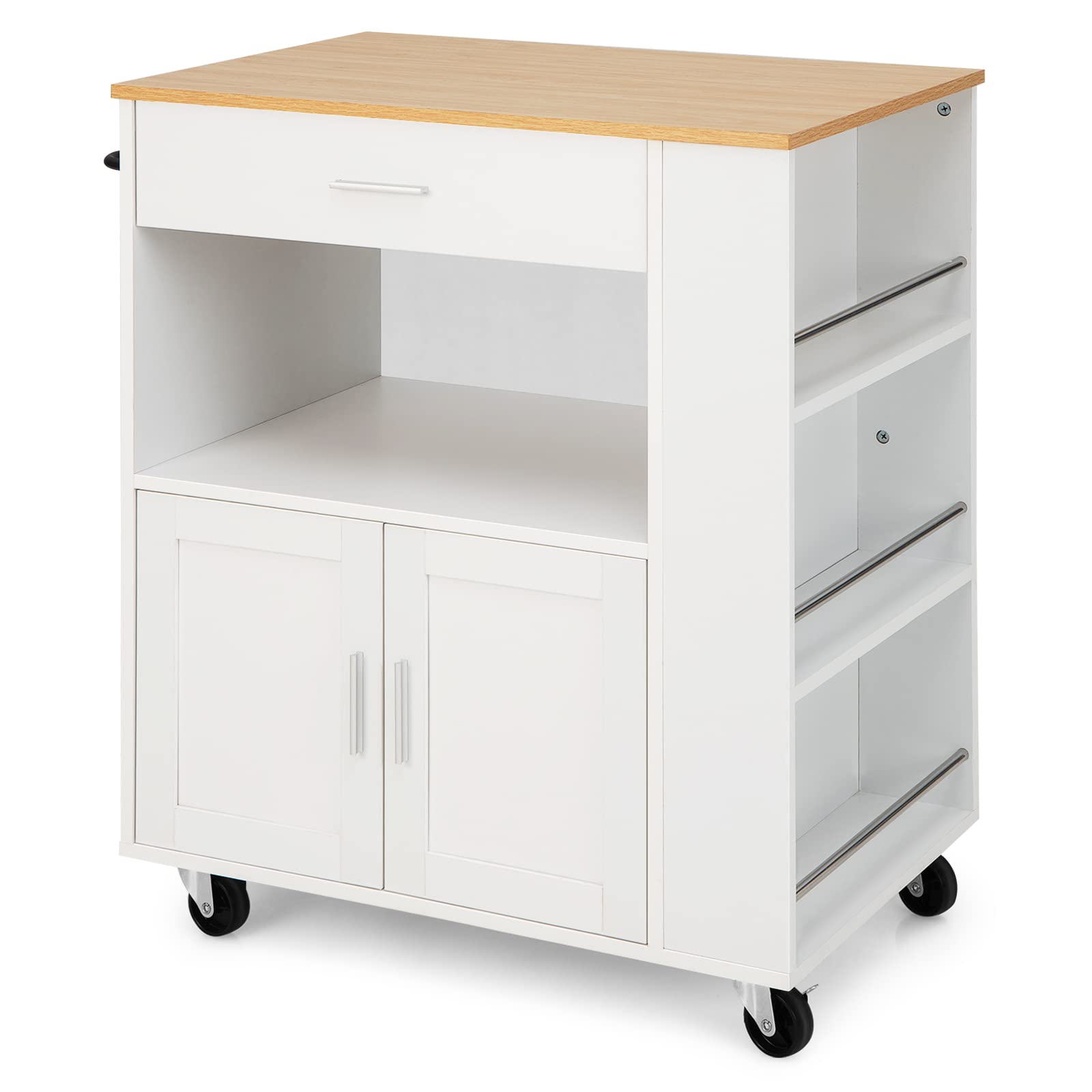Buy COSTWAY Kitchen Island Cart, Rolling Serving Storage Trolley with