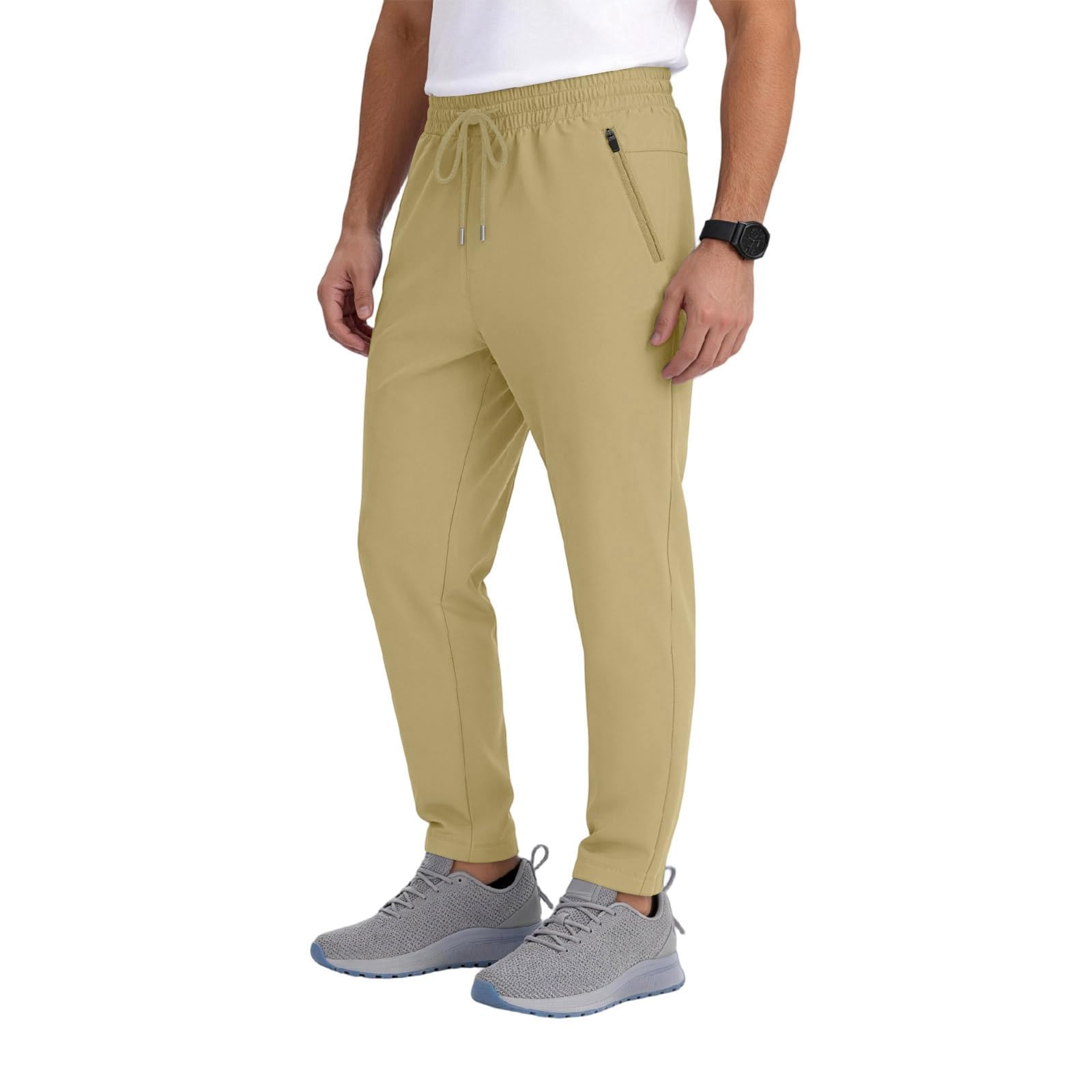 Golf Pants Men Stretch Quick Dry Golf Athletic Joggers with Pockets Drawstring Lightweight Workout Jogger Sweatpants