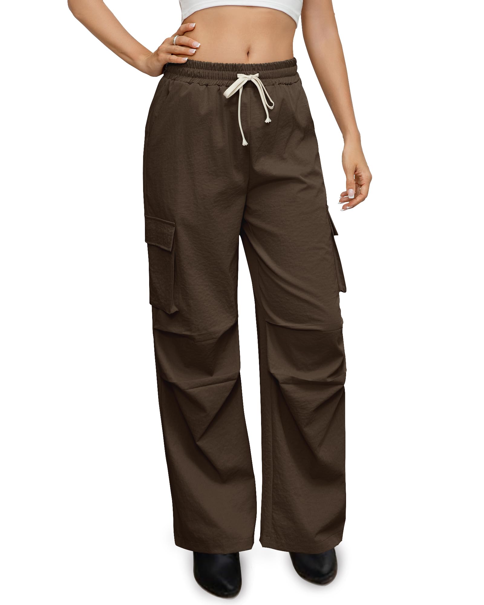 Womens Business Casual Trousers Pocketed Workwear Pants Womens High-Waisted Formal Wide-Leg Pants