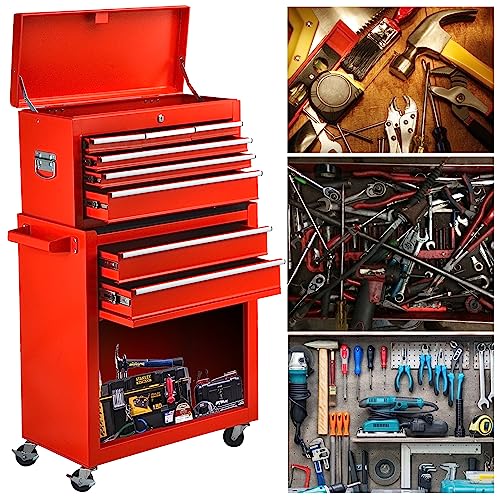 ZORZA Werkstattwagen 9 Fächer, Schubladenschrank Werkstatt, Zentral Abschließbar, Werkzeugwagen Leer, Werkzeugschrank mit Schubladen, Werkzeugschränke für schwere Werkzeuge und Geräte – Bild 5