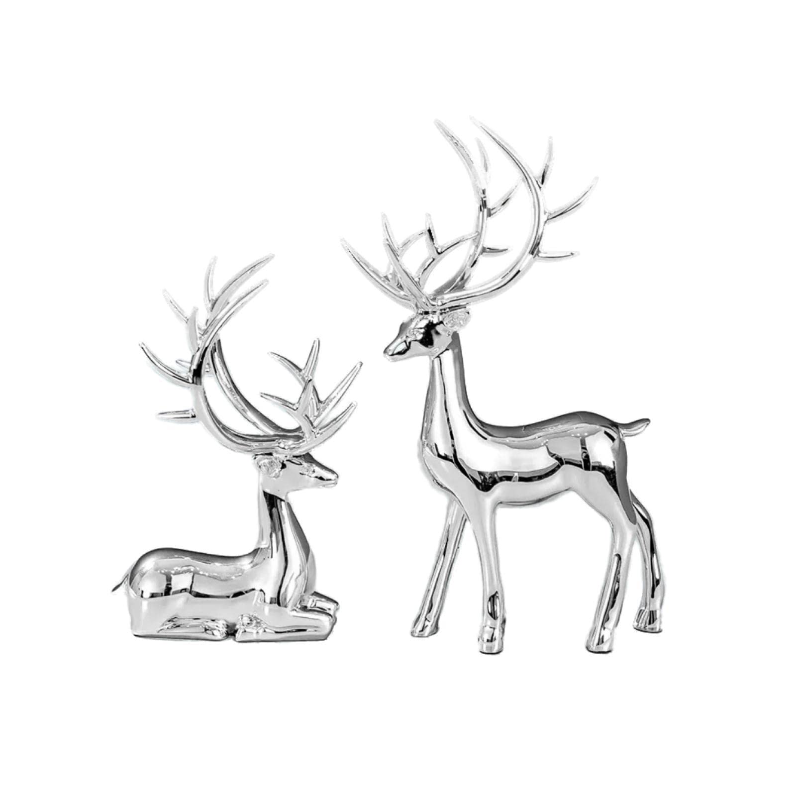 Dytartzx Reindeer Statues Décor Deer Resin Indoor Figurines Mini Animal Sculpture Christmas Creative Decoration Mantel Living Cabinet Wine Desk Office Ornament Xmas(Gold