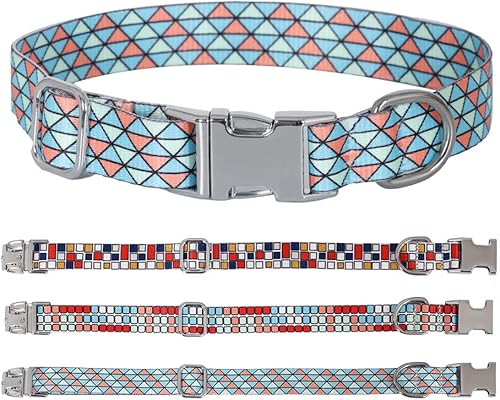 Miniatura 2 de JIATOOYI Collar de perro con hebilla de metal para mascotas, collar de gato de lindos colores, ajustable, transpirable, suave, adecuado para perros