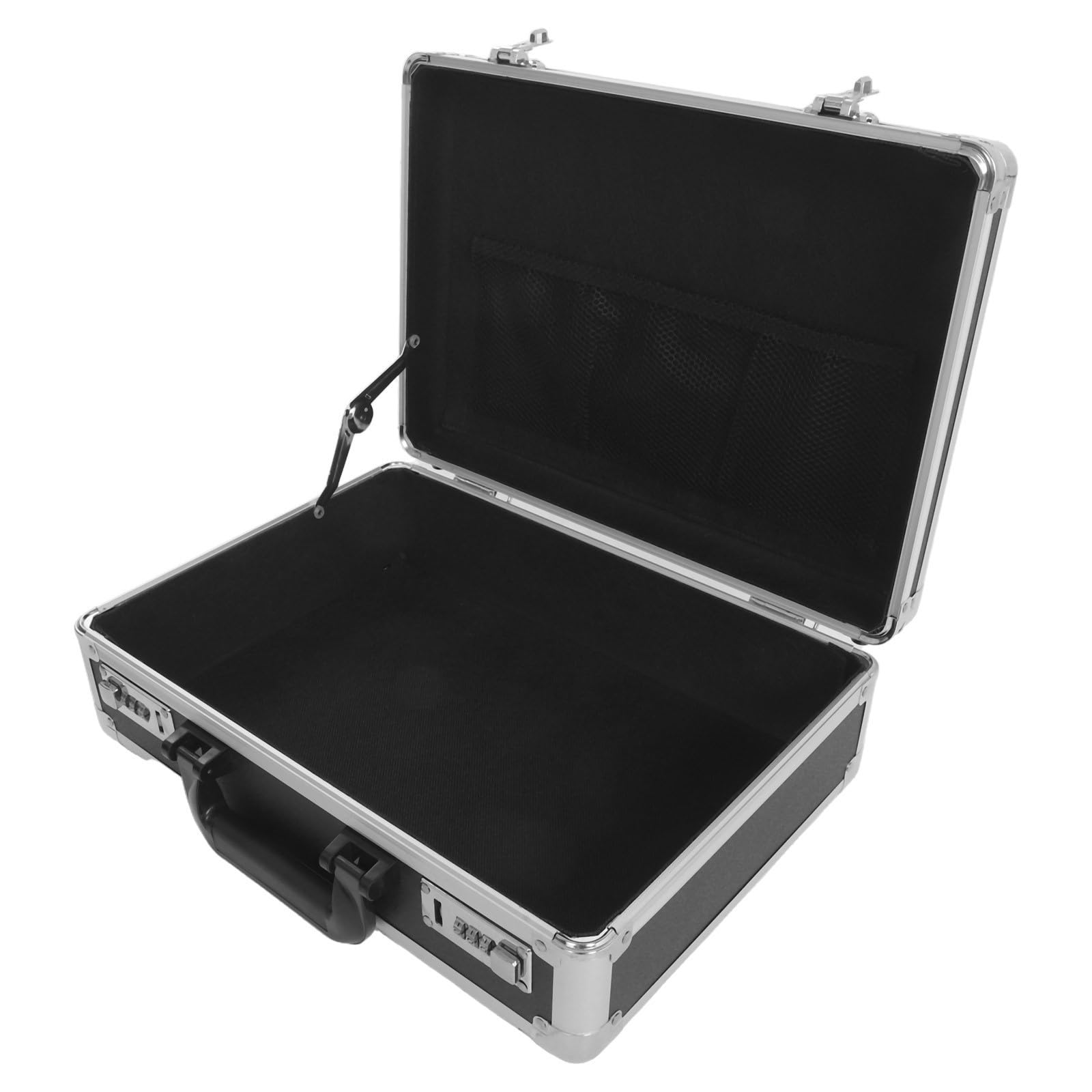 Healeved Boîte à Outils à Serrure à Code, Mallette de Rangement en Alliage D'aluminium, Noir, Compartiments Dédiés, Légère, Transport Facile, pour Outils et Tournevis, Ingénieurs, Voyage,