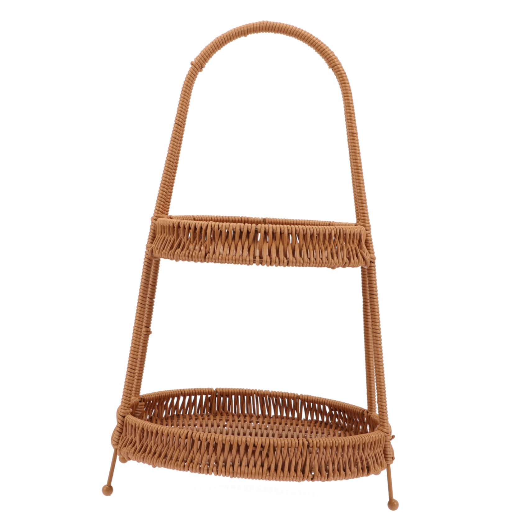 FUNOMOCYA Handwoven Rattan Snack Organizer Portable Cupcake Basket Serving Tray for Fruits Treats for Home Bakery Shop Elegant Design