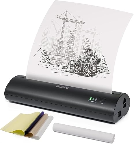 VLOXO Impresora portátil, impresora térmica inalámbrica, mini impresora sin tinta compatible con teléfono y PC, impresora de plantillas de tatuajes