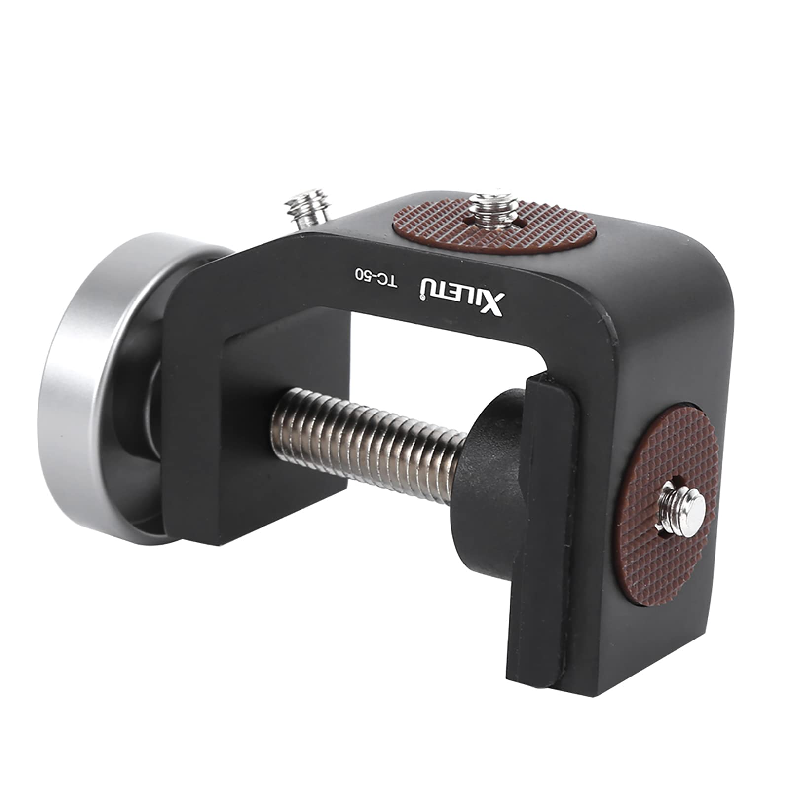 TC - 50 Black Aluminium Alloy Universal C Clamp with Rubber Cushion for Desktop Recording and Shooting