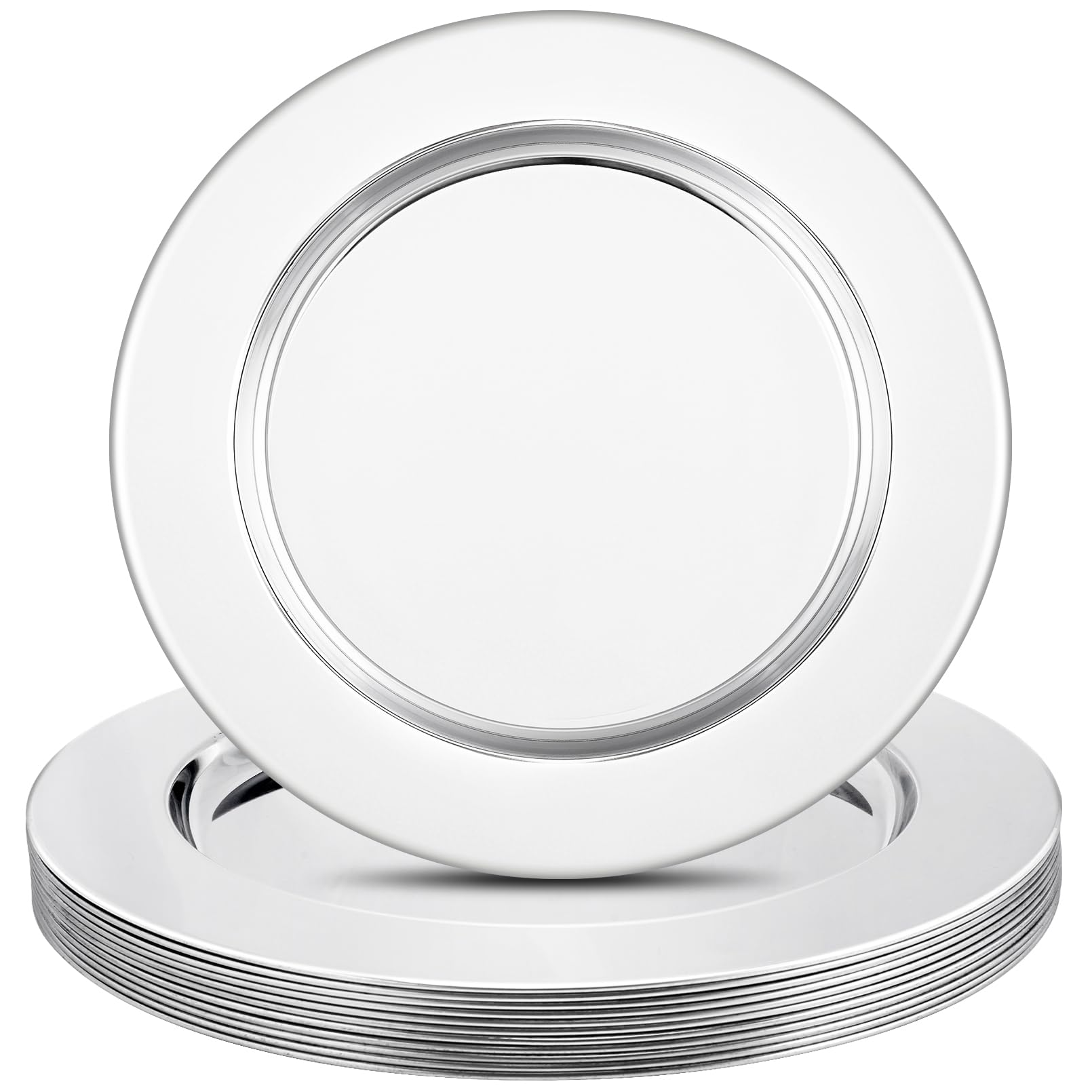 Blcculi 12 Pack Stainless Steel Charger Plates,13 Inch Metallic Silver Charger Plates,Round Stainless Steel Chargers for Dinner Plate,Wedding,Party