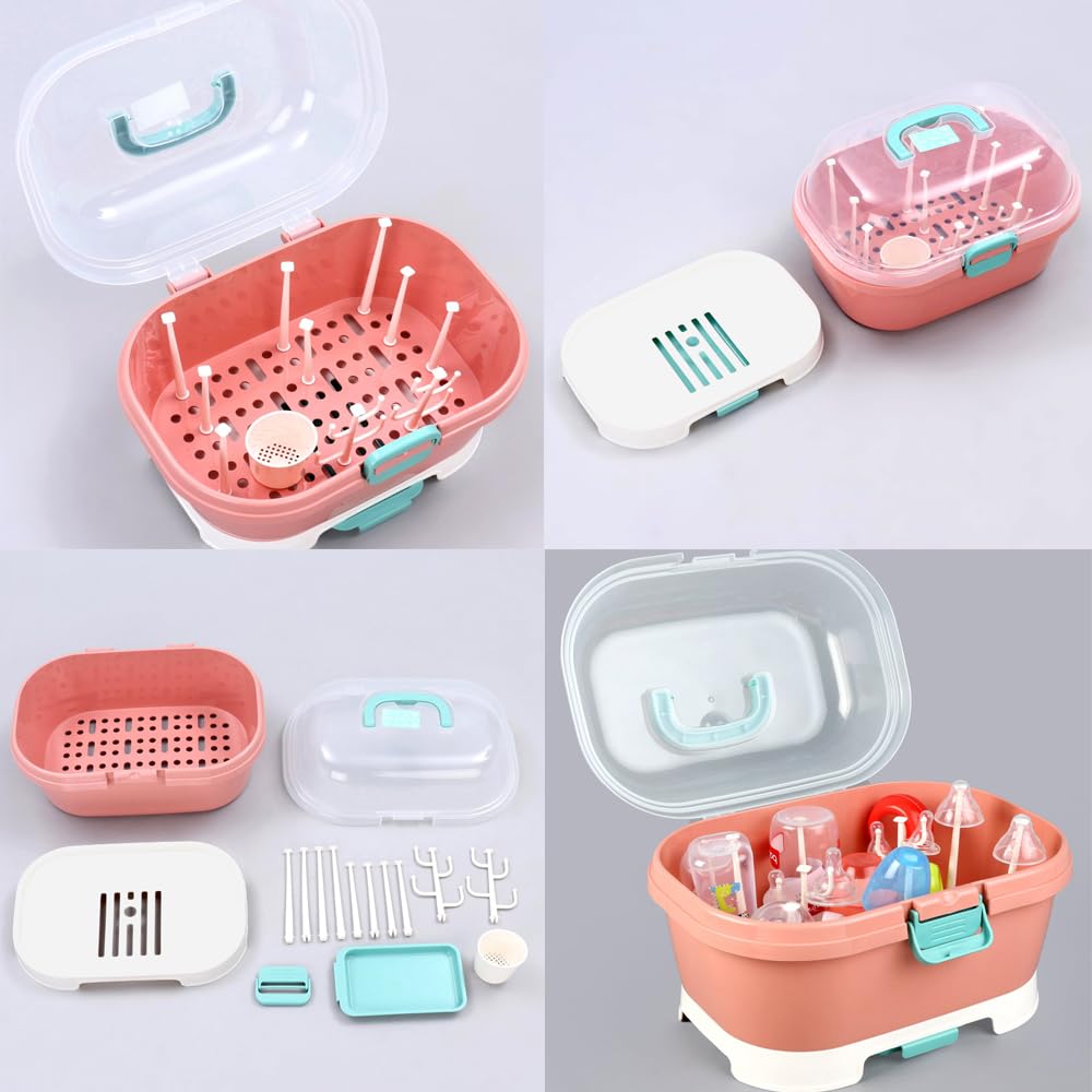 Baby Bucket 2 in 1 Bottle Drying Rack with Storage Box-(Purple) 1