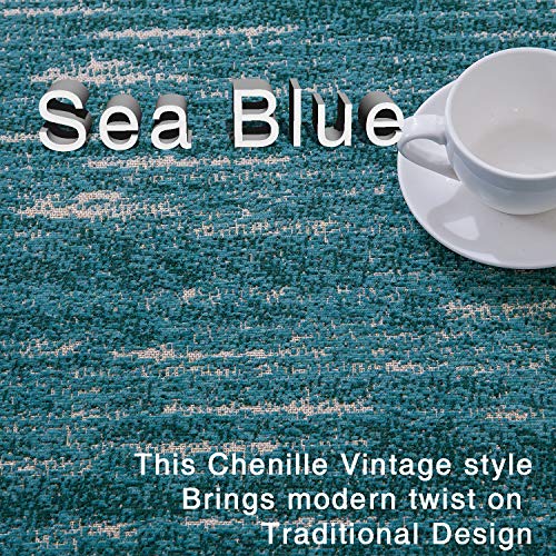 Hallway Runner Rugs Non Slip Machine Washable - Contemporary Modern Blue Stripe Abstract 2'3