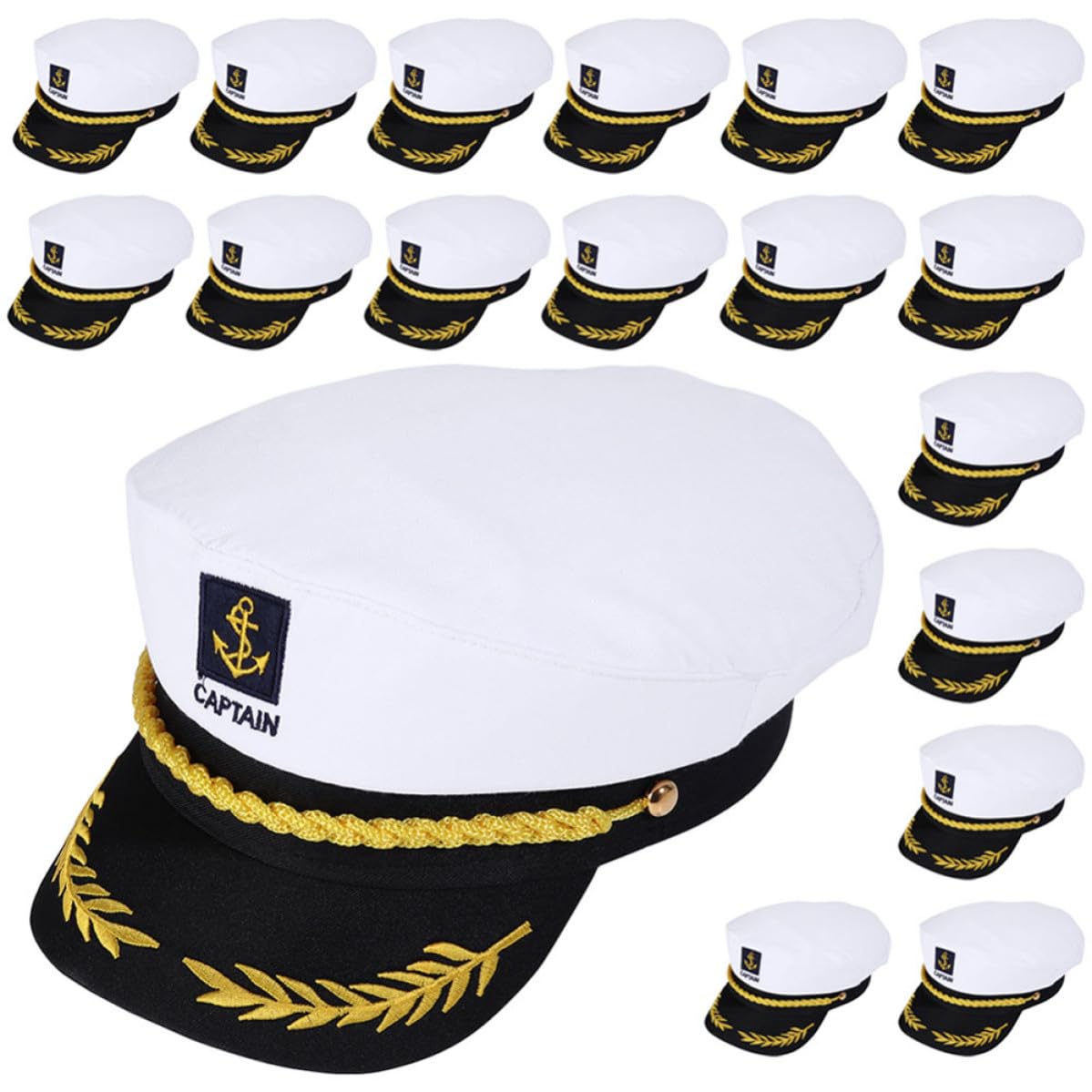 GALPADA 20 Pezzi Cappello da Marinaio Bianco in Cotone e Plastica, Comodo e Facile da Abbinare per Cosplay e Feste a Tema Ruolo Capitano Elegante e Semplice