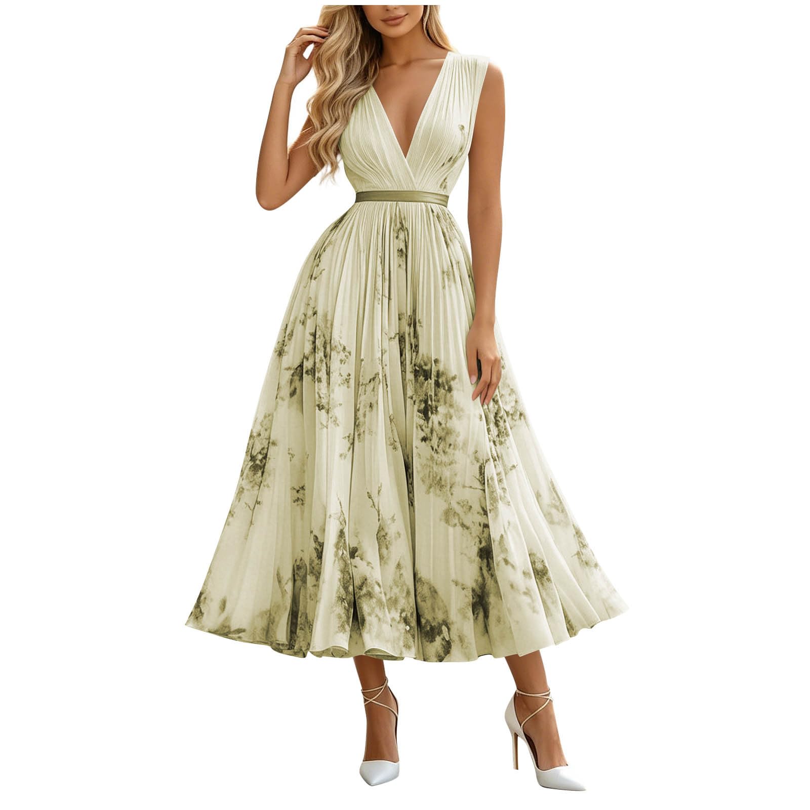 Abendkleider Damen Lang,V-Ausschnit ärmellos Kleid Hochzeitsgast Damen Midi Elegant Lange Cocktailkleider Festlich Abiballkleider Mit Gürteltaschen Vokuhila Partykleid Bodycon Formelle Etuikleid