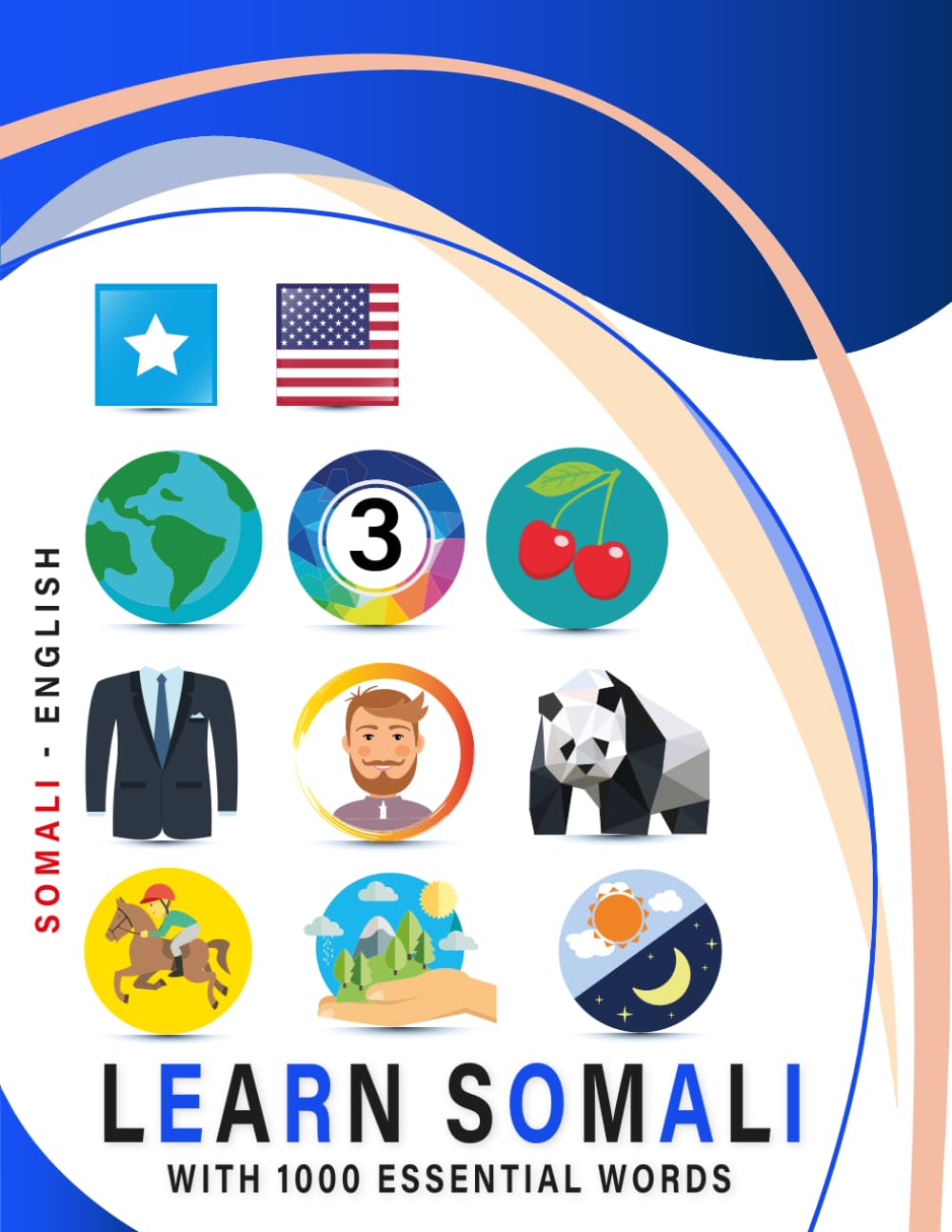 Learn Somali with 1000 Essential Words: Bilingual Somali - English Language Learning Book for Kids & Adults with Essential Vocabulary