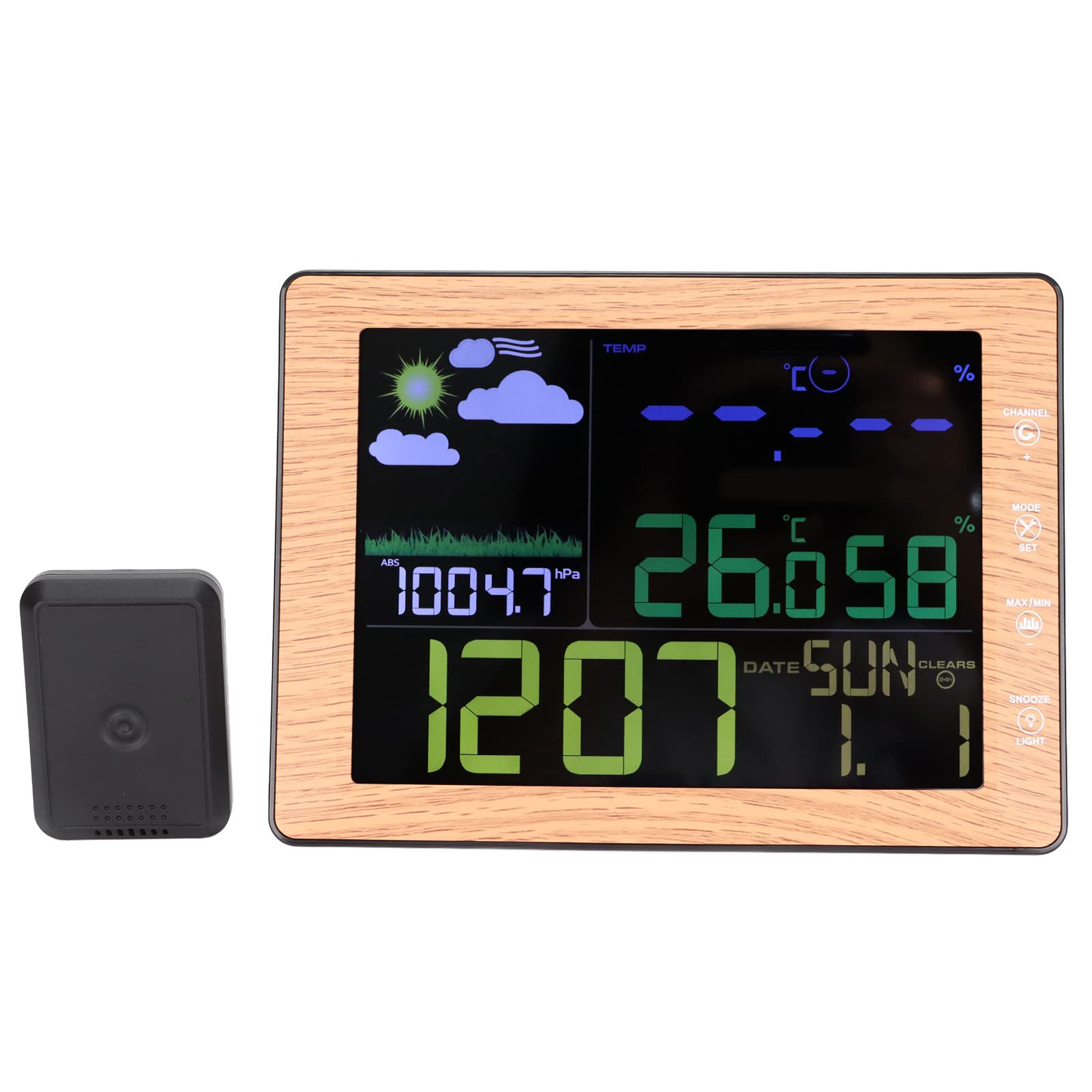 Digital Home Weather Station, Color Screen Wireless Temperature Humidity, Forecast Station with Sensor, 3 Level Brightness + Night Mode, Touch Button
