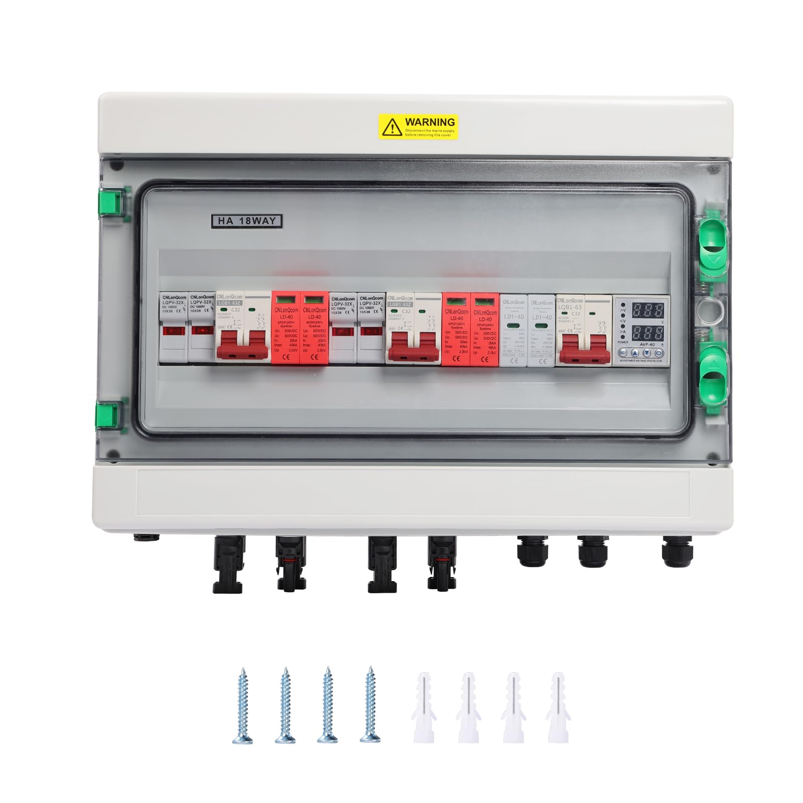 Protezione da sovratensione in PVC, DC500V2-2-2+AC230V1-1, scatola di collegamento solare, protezione flash, interruttore di separazione CC, impianto PV, 2 corde 2DC+1AC, DC Combiner Box, interruttore