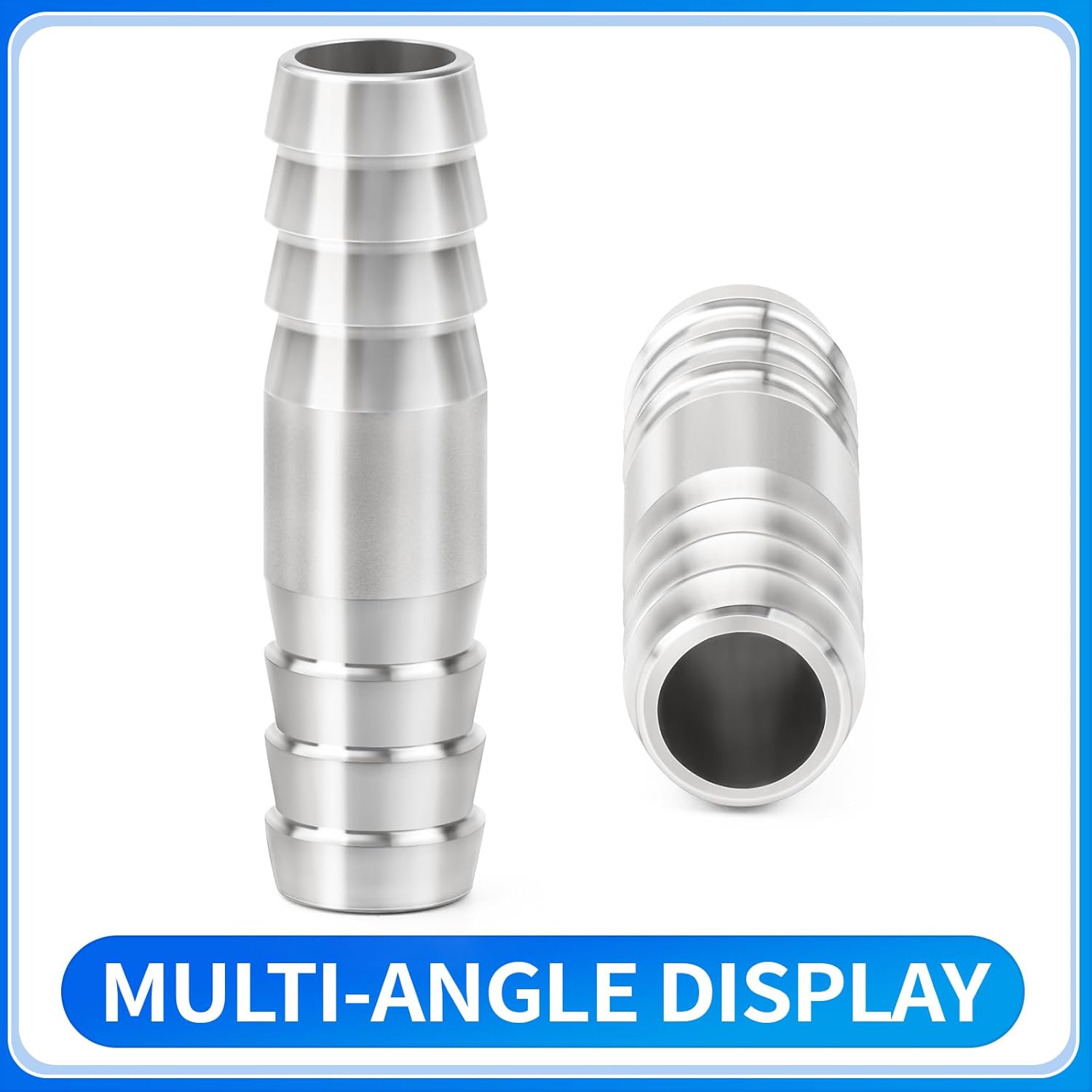 ChillWaves 304 Stainless Steel Hose Barb Fittings, Splicer Mender Union 1/2" Barb x 1/2" Barb Hose Repair Kit For Water/Fuel/Air(6-PACK)