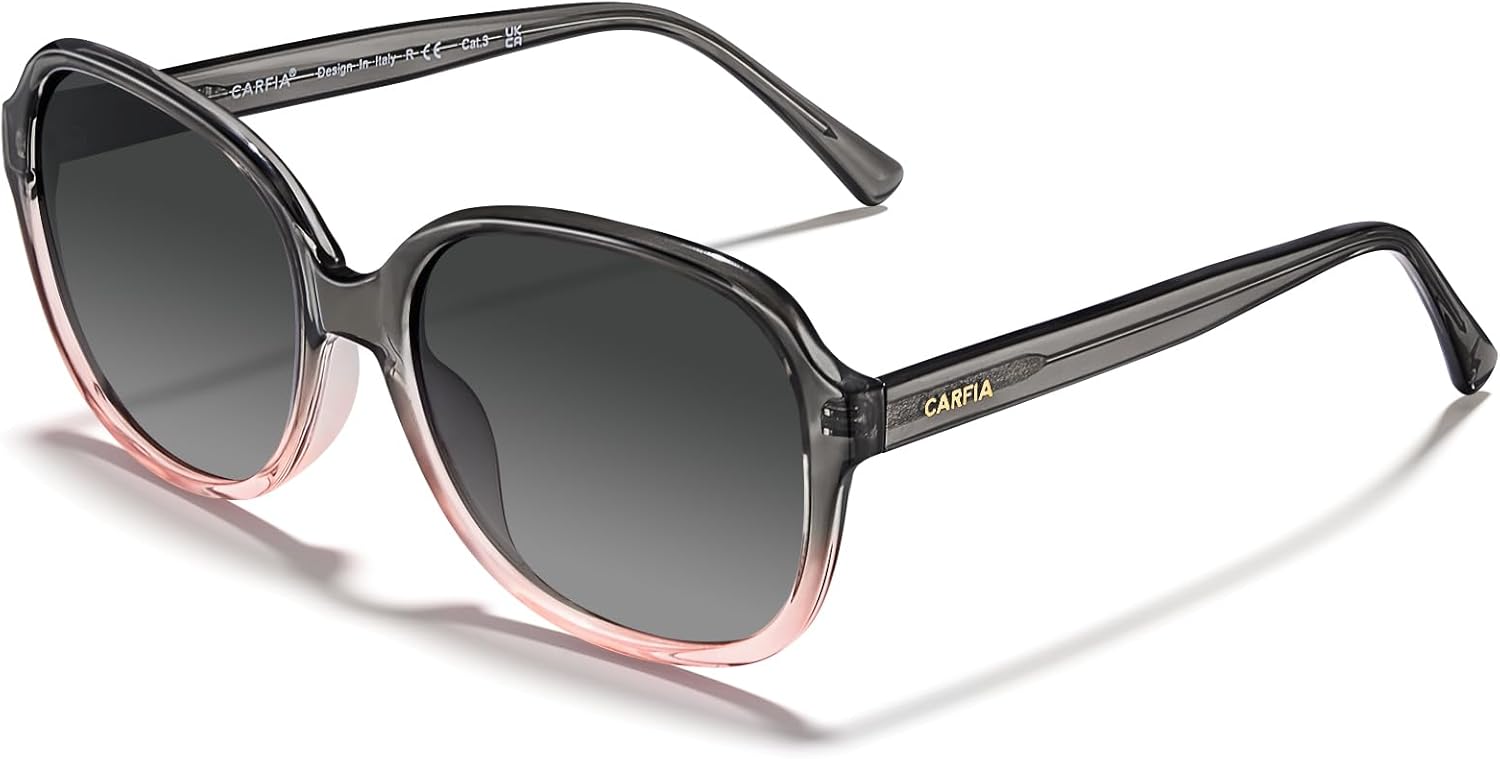 CARFIA Acetate Oversized Square Polarized Sunglasses for Women UV Protection Retro Trendy Big Shades