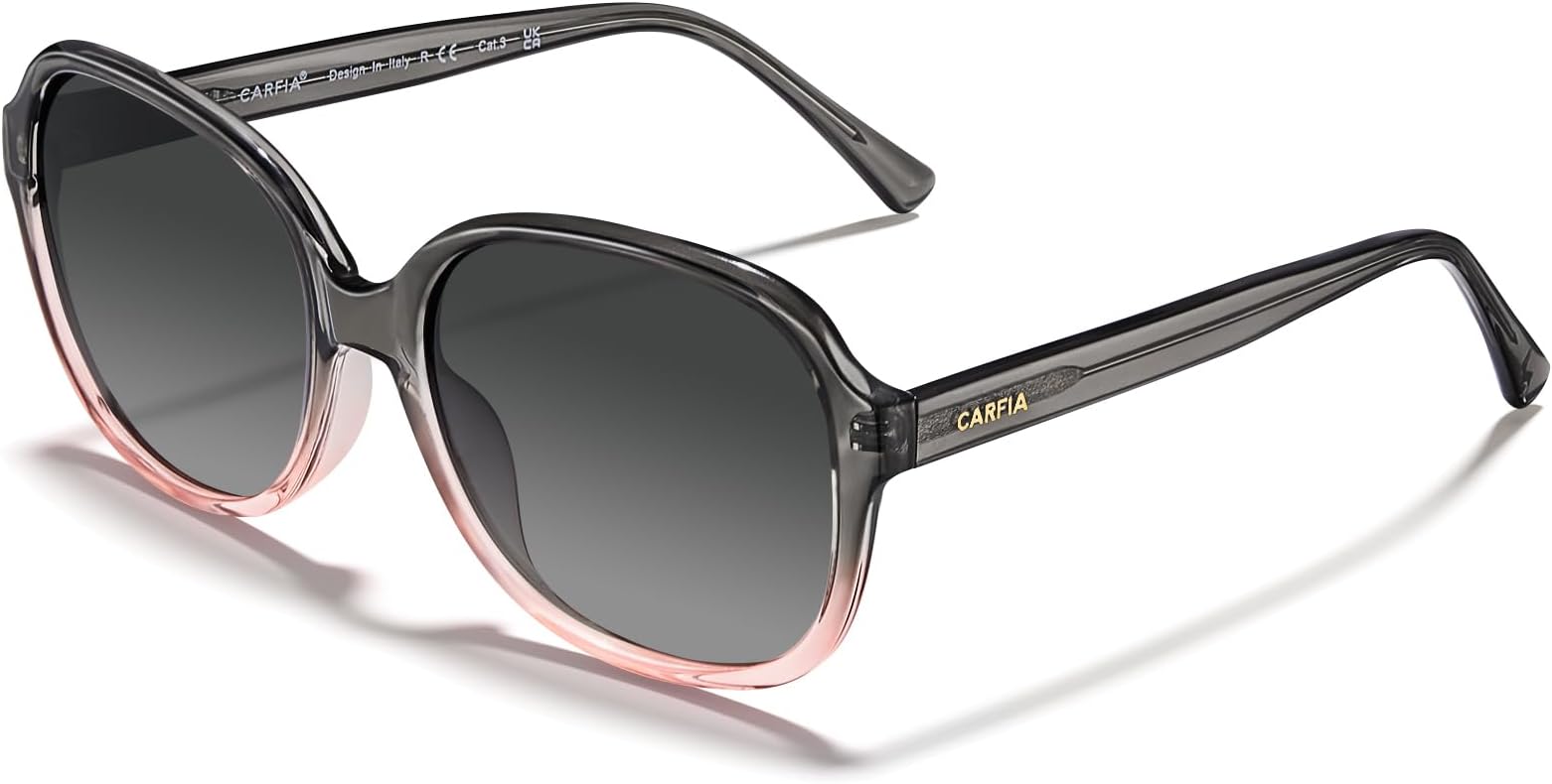 CARFIA Acetate Oversized Square Polarized Sunglasses for Women UV Protection Retro Trendy Big Shades