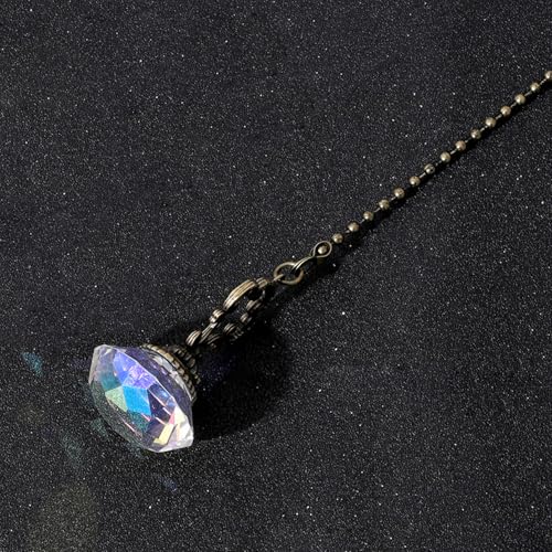 Image of 1Pcs Crystal Ceiling Fan Pull Chains Ornament Colorful Diamond Pendant Switch with 12 Inches Line Bead for Ceiling Light Desk Lamp