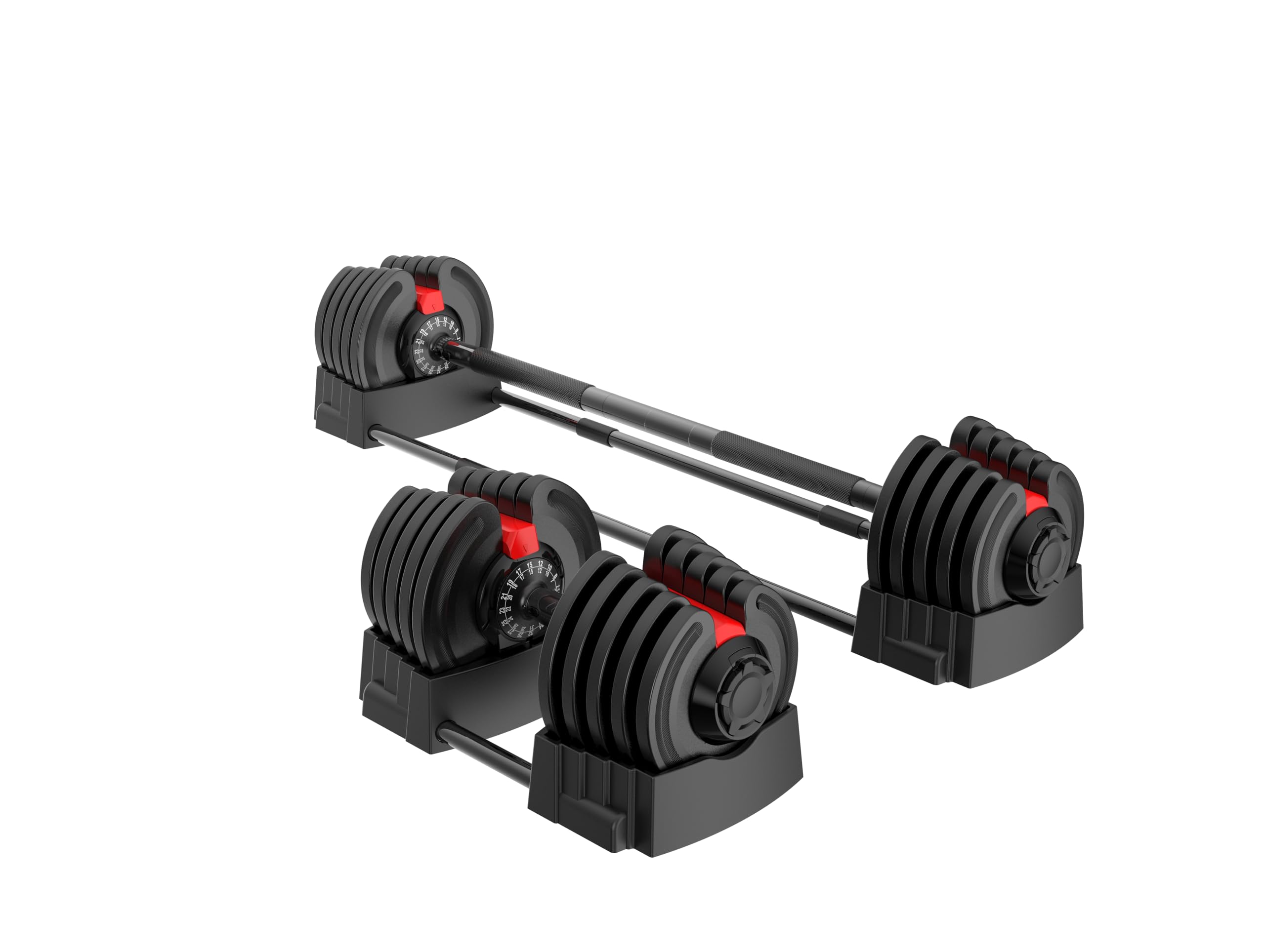 HEALTH CARRIER 2 in 1 40KG Multi-Function Dumbell & Barbell set | 16 Adjustable Weight settings | Barbell Set With Connecting Rod | Workout Fitness | Home Gym Exercise Training | HC-111