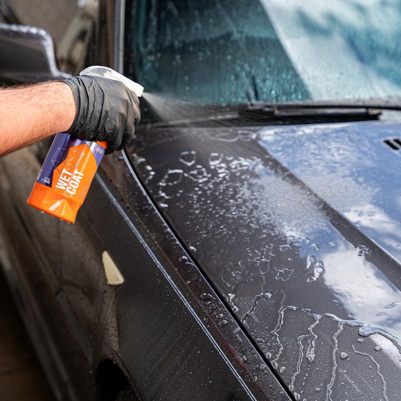 Image of GYEON Wet Coat Kit - Hydrophobic Ceramic Spray Coating for Cars - High Gloss Solutions for Your Car Paint Wheels and Glass - Spray On Rinse Off Easy DIY Use Formula