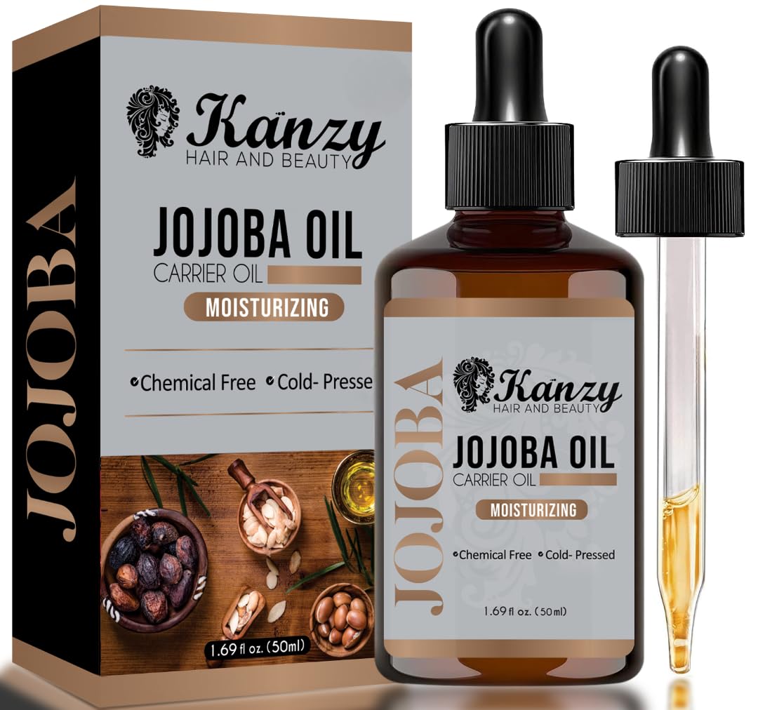 Kanzy Jojobaöl Bio Kaltgepresst 100% Rein Gold 50ml für Haut Haare Nägel Gesichtsöl Körperöl Vegan Hexanfreies Bio Jojoba öl Anti-Aging Anti-Falten Natürlich Intensivpflege Feuchtigkeitspflege
