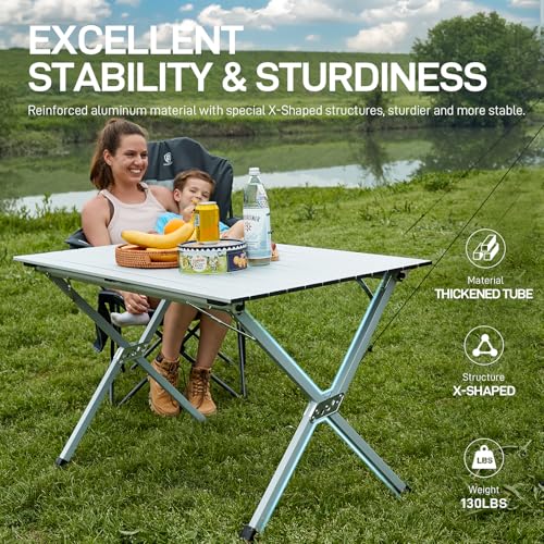 Table de camping pliante 120x70cm compacte pour manquer de place à 6 - 5