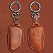 Tukellen for Volkswagen Leather Key Fob Cover Compatible with VW MK8 Golf/GTI Skoda Octavia Remote Protector Jacket Keyless Entry (Brown)