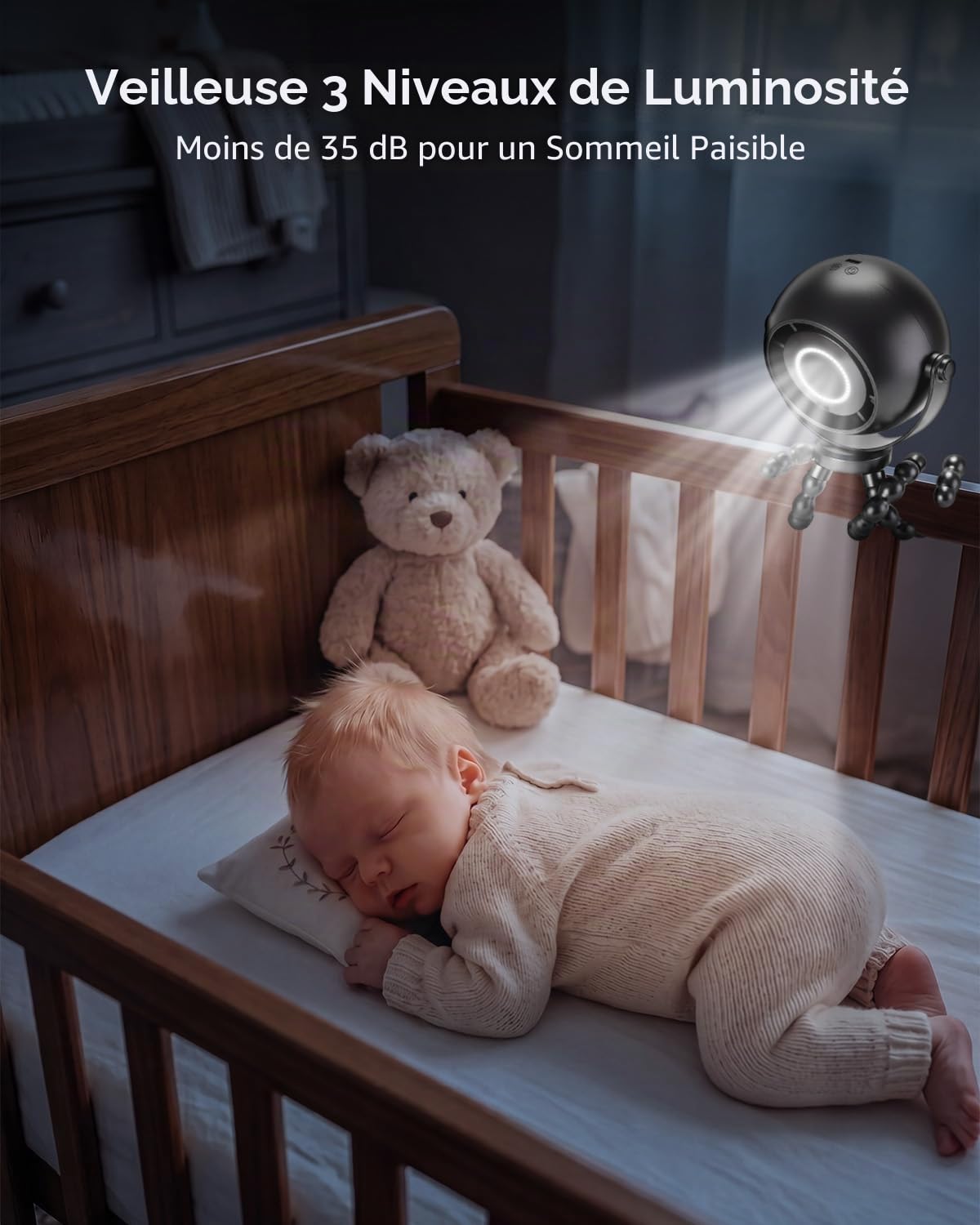 POPERFUN Ventilateur Poussette Bebe avec LED et Écran d’Affichage de Batterie, Ventilateur Portable Rechargeable à 3 Vitesses, Rotatif à 360°, Ventilateur Bebe pour Poussette, Siège Auto, Camping