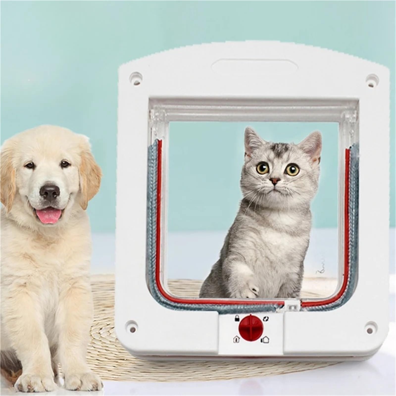 Katzenklappe Steuerbares EIN- und Ausgangsfenster for Haustiere, Katzentür, sicheres Loch, Hundeklappentüren, kleines Kunststofftor-Set für Tür