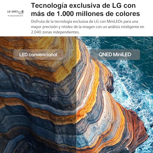 Miniatura 4 de LG 55QNED70B6C - TV 55", QNED MiniLED, 4K AI, Smart TV, WebOS 25, Sin Reflejos al 94%, Procesador Alpha 5 Gen7 AI, 120Hz, Super Upscaling, HDR10 y Dolby Digital Plus, Alexa/Google Assistant, Negro