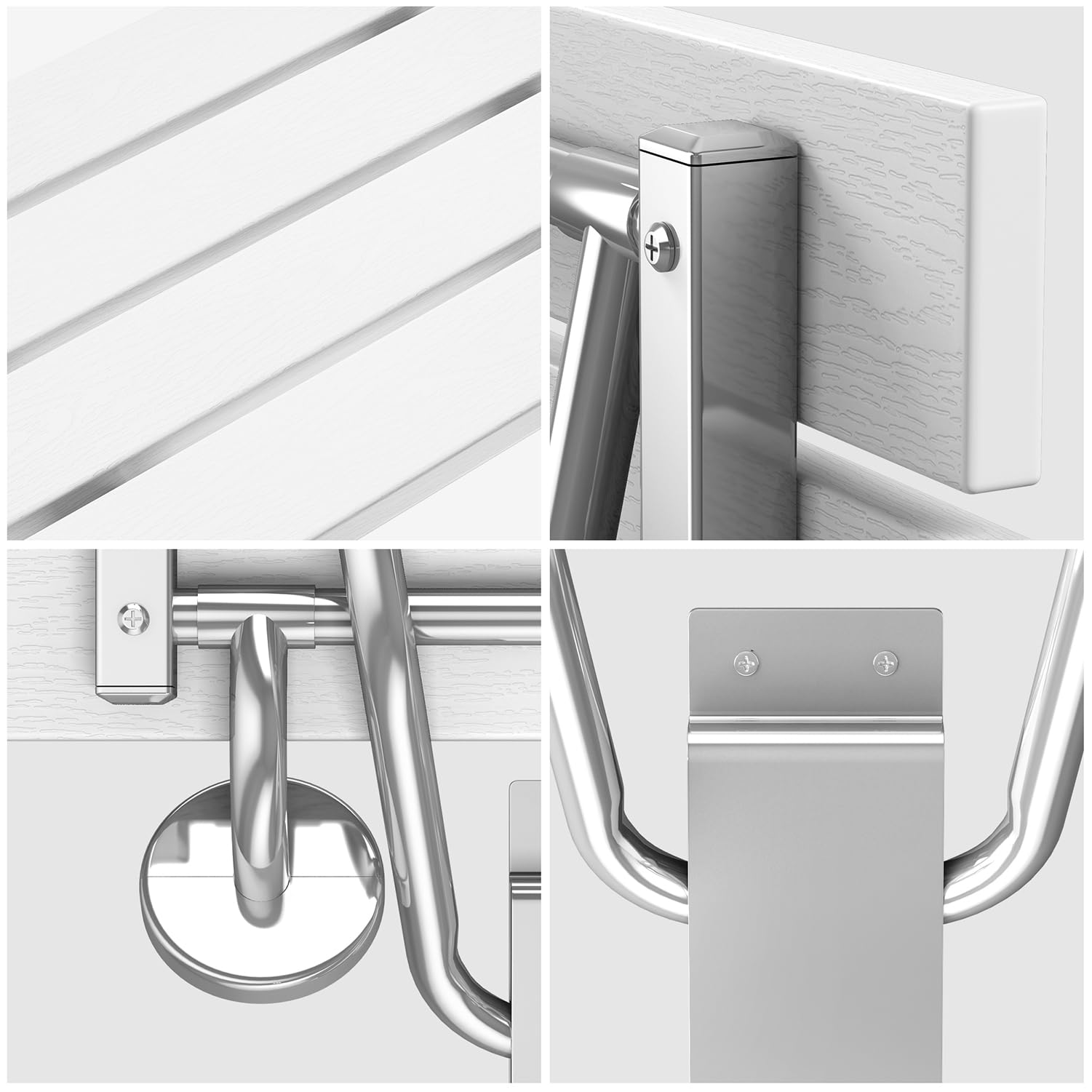 Silla de Ducha Plegable para Montaje en Pared, Asiento de Ducha de Teca, Silla de Banco para Ducha Interior, Asiento de Ducha Plegable, Silla de Ducha Plegable (Blanco, Extragrande)