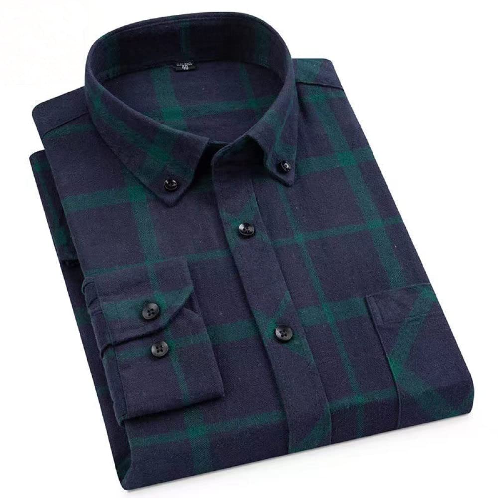 Camicia In Cotone A Maniche Lunghe Da Uomo,Camicia Casual Da Uomo A Maniche Lunghe, Camicia Da Uomo In Cotone Scozzese Di Bufalo Manica Lunga Con Tasca Sul Petto Camicie Da Esterno Spazzolate Vestib