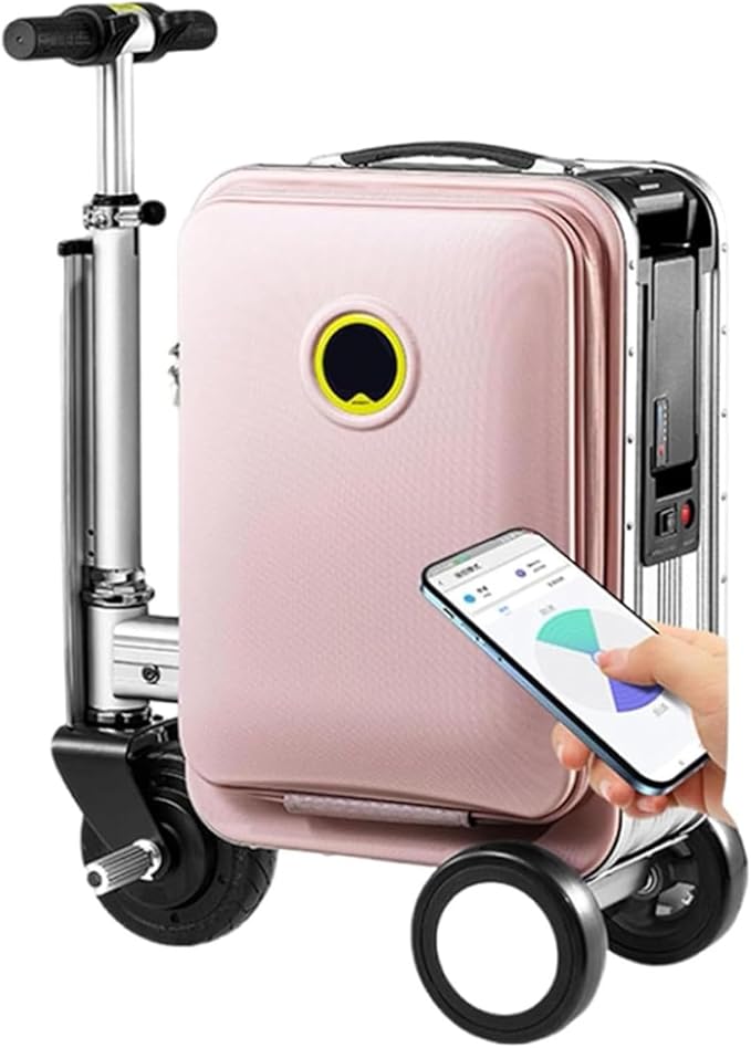 SSQUZA Maleta con Patinete Electrico Adulto, Maleta De Mano, Maleta De Viaje, Maletas Inteligentes De 20l, Capacidad De Carga: 110 Kg, Telescópica con Un Botón, para Negocios Y Viajes Pink