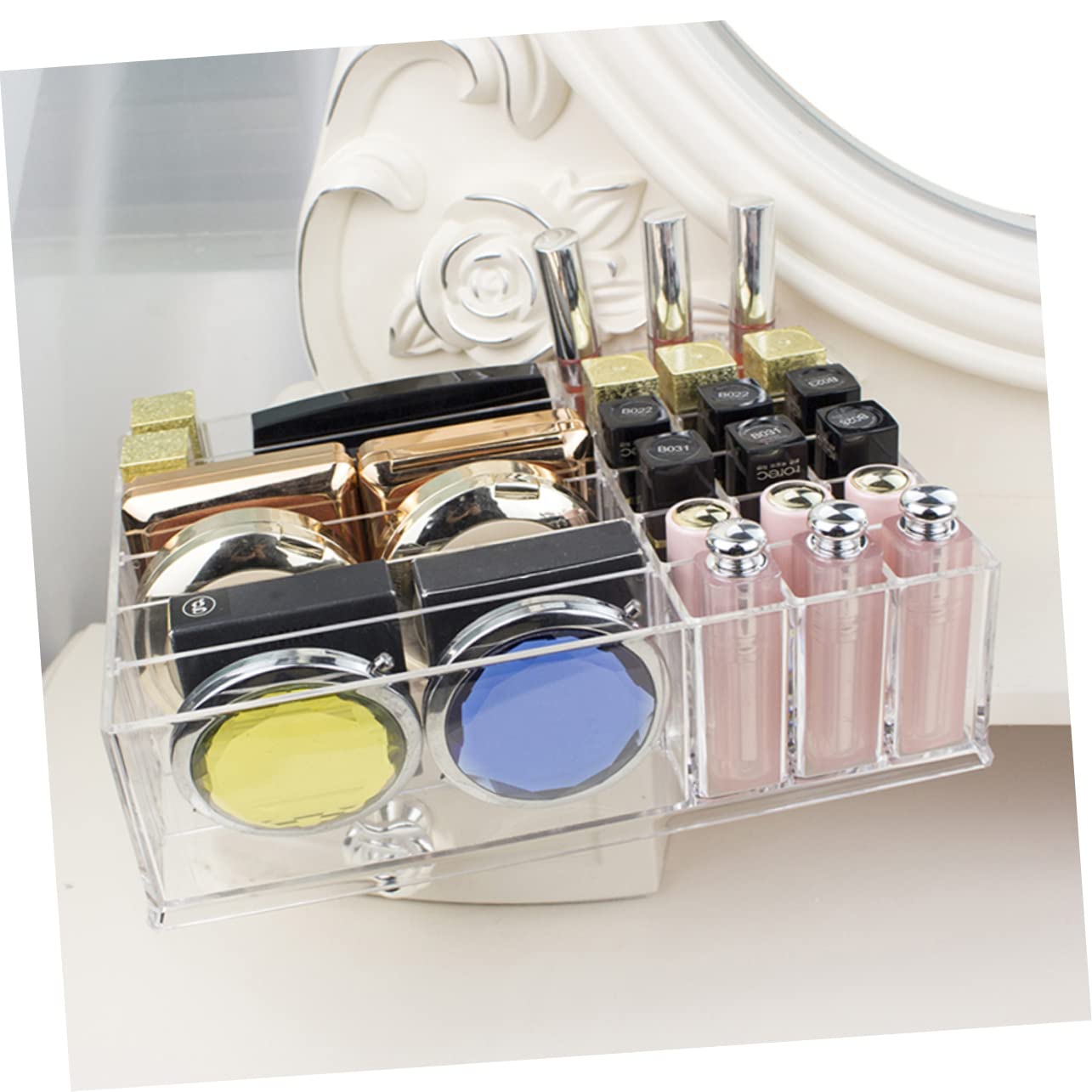 Caja para Guardar Maquillaje Organizador de Pintalabios Expositor de Cosméticos Estuche de Maquillaje de Escritorio