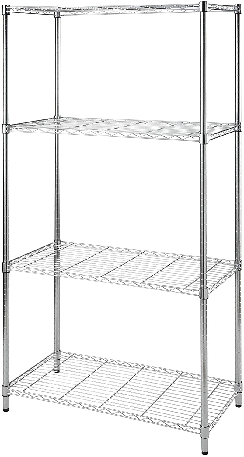 Abazar Group of companies 4 Adjustable Storage Shelving Unit Floor Stand Chrome Shelf Multipurpose Organizer Rack (150L X 60D x 180Hcm)