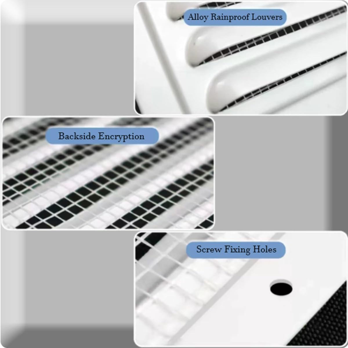 304 Stainless Steel Gable Vent with Screen Attic Vents Ideal forand Sheds Elevating Ventilation in Clean Spaces Vent Opening 6" x 6"Inch 10" x 10"Inch 8" x 8"Inch(White,5.91x11.81in)