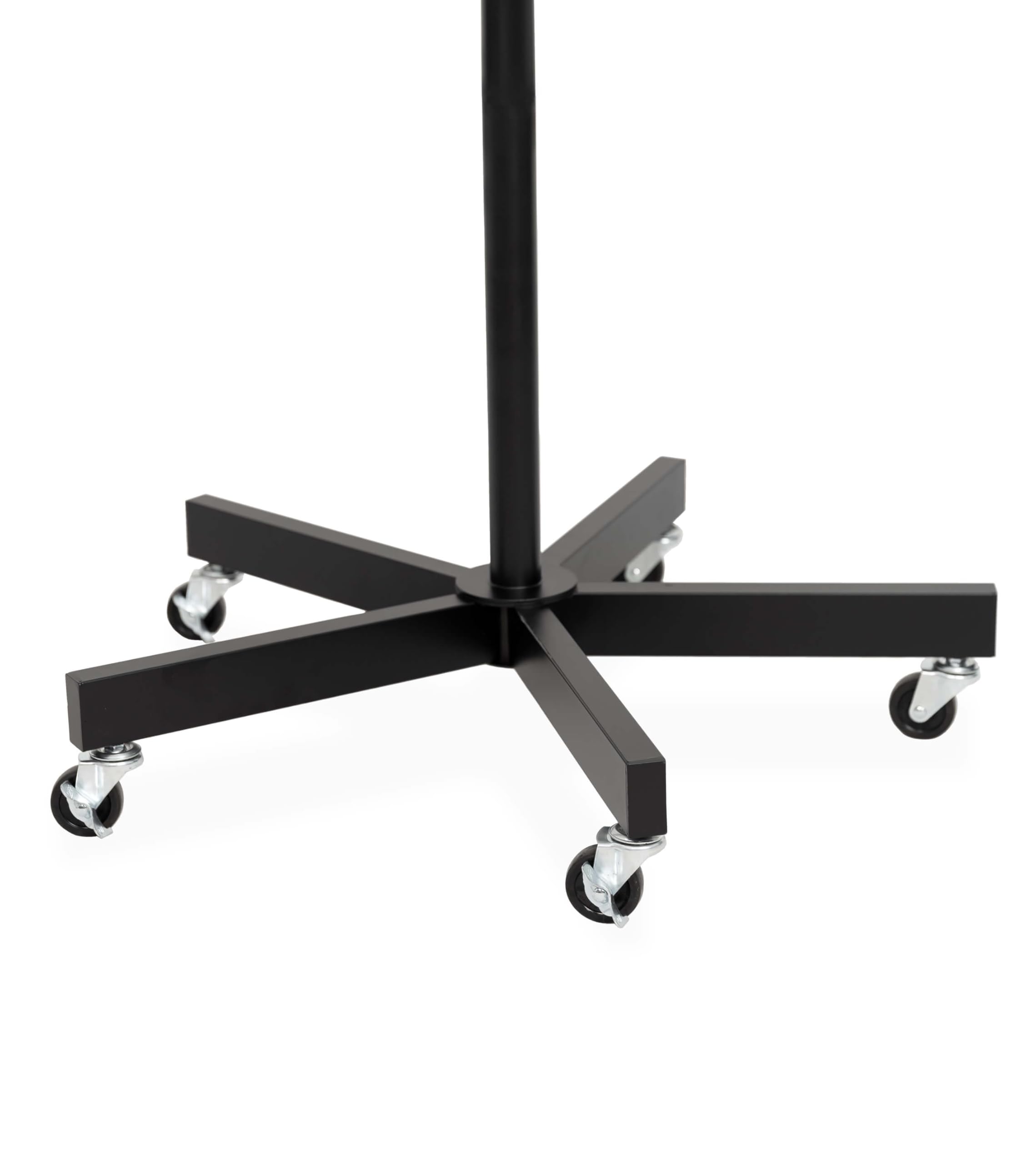 goodsforbusiness GmbH Kleiderständer rund rollbar schwarz, höhenverstellbar 117–182 cm, Rundständer Ring 76 cm, Ringständer Gestell schwarz, Ring verchromt 77 Ringlöcher