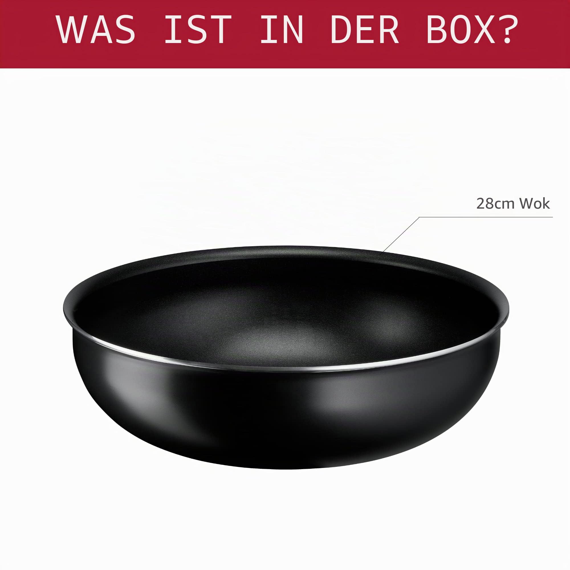 Lagostina Ingenio Essential Plus Wok-Wok Ø 28 cm, antihaftbeschichtete Aluminiumpfanne für Gas und Backofen, mit Thermosignal-Kochdisplay, nutzbar mit abnehmbarem Griff