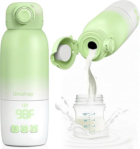 Calentador de botellas portátil, gran capacidad de 12 onzas con dos modos de calentamiento para leche materna y agua, control inteligente de