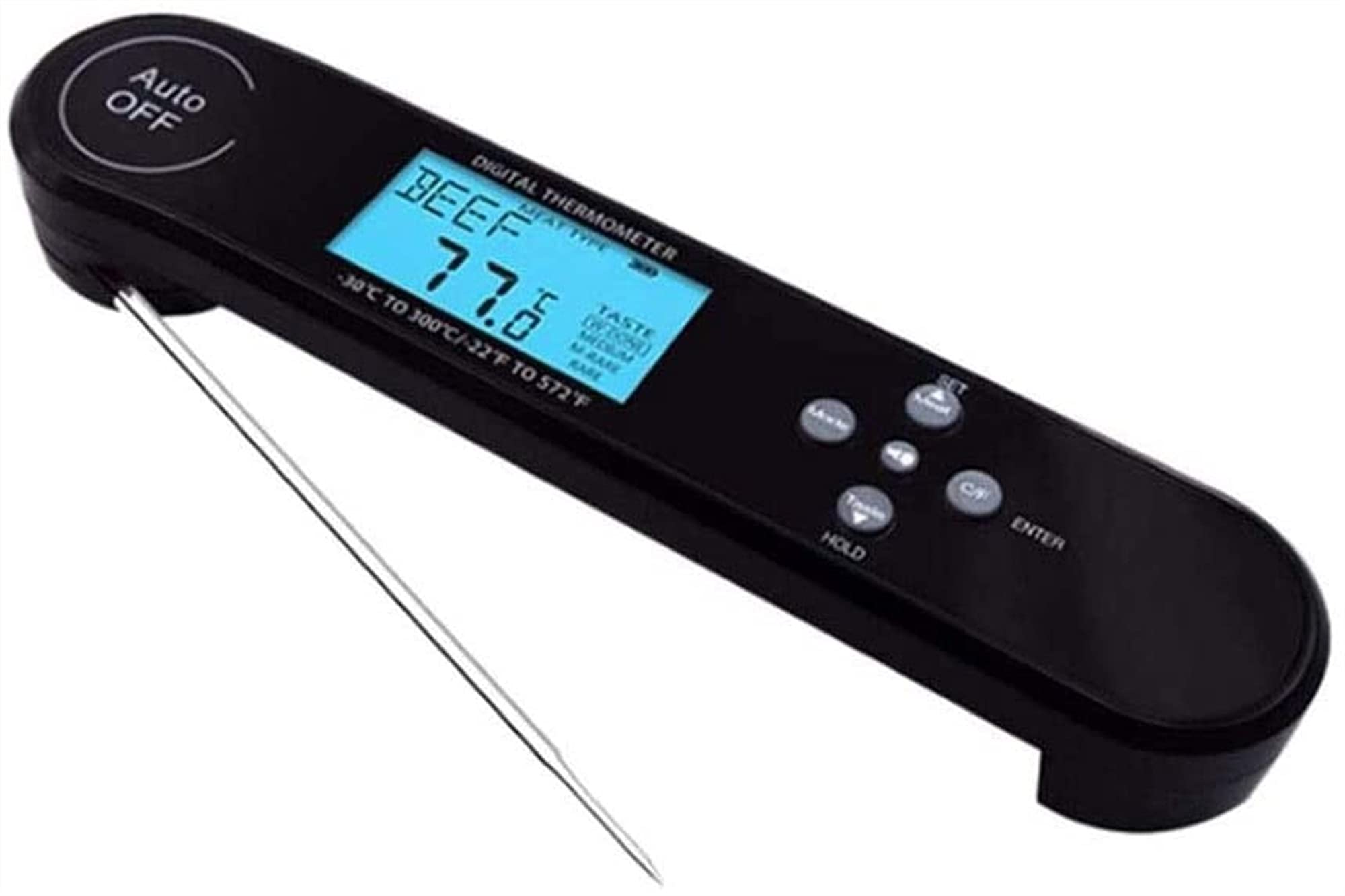 Termómetro digital for carne de lectura instantánea - Termómetro impermeable for cocinar alimentos con pantalla LCD retroiluminada - La mejor sonda de termómetro de carne eléctrica súper rápida for as