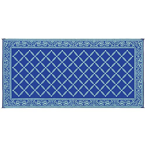 Stylish Camping 119183 9-Feet By 18-Feet Reversible Mat, Plastic Straw Rug, Large Floor Mat For Outdoors, Rv, Patio, Backyard, Picnic, Beach, Camping (Blue/Light-Green) #TOP2