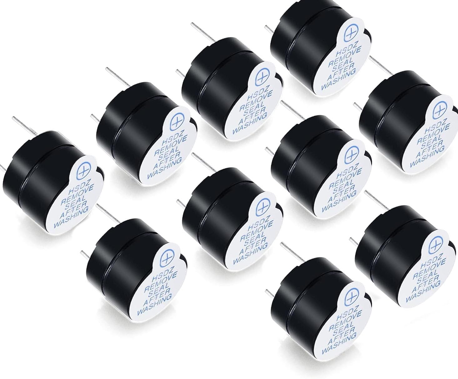10 Pcs cicalino elettronico,DC 5V attivo Buzzer,Mini cicalini piezo attivi Tono Bip,per Computer Stampanti Elettroniche (Nero)
