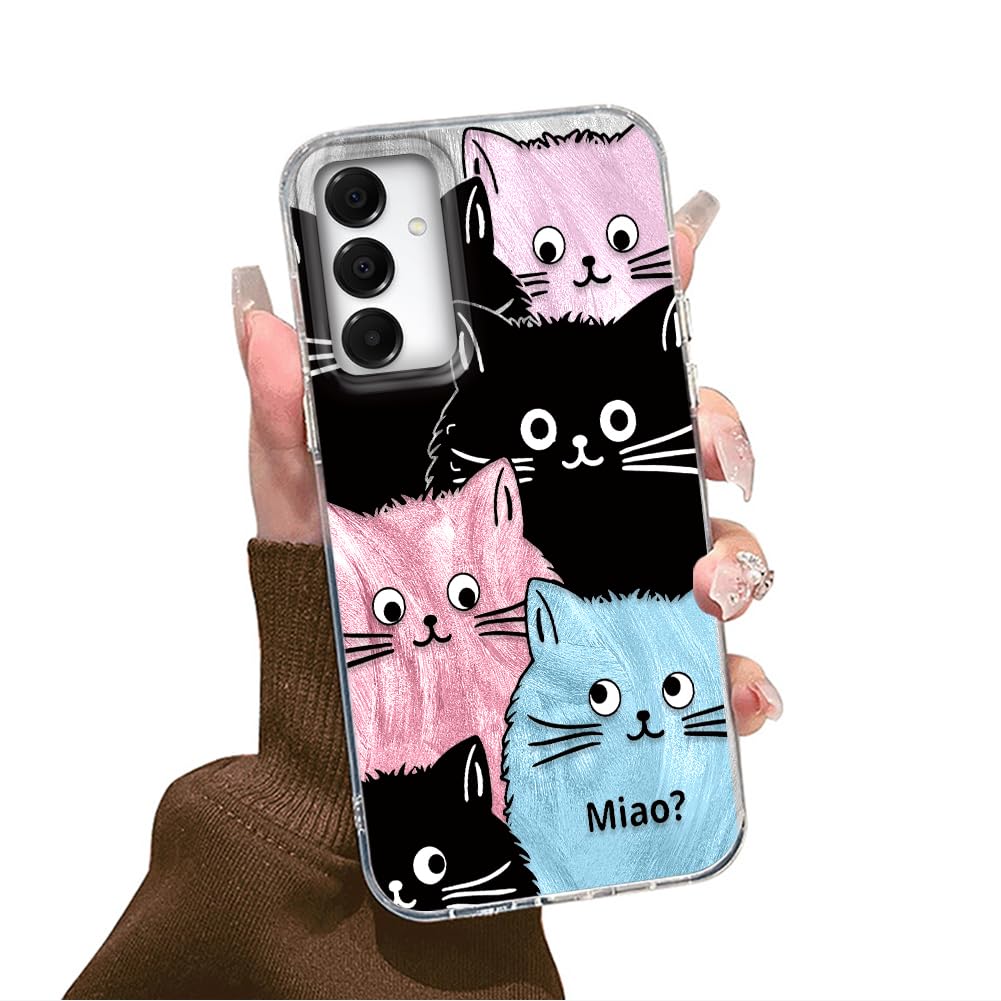 Tedyhulle Hülle für Samsung Galaxy A15 4G/ 5G Handyhülle mit Niedliche Farbe Katze Aesthetic Muster, Bunt Dünne Weich TPU Schutzhülle Stoßfest Kratzfest Cartoon Frauen Mädchen Geschenk Handy Hülle