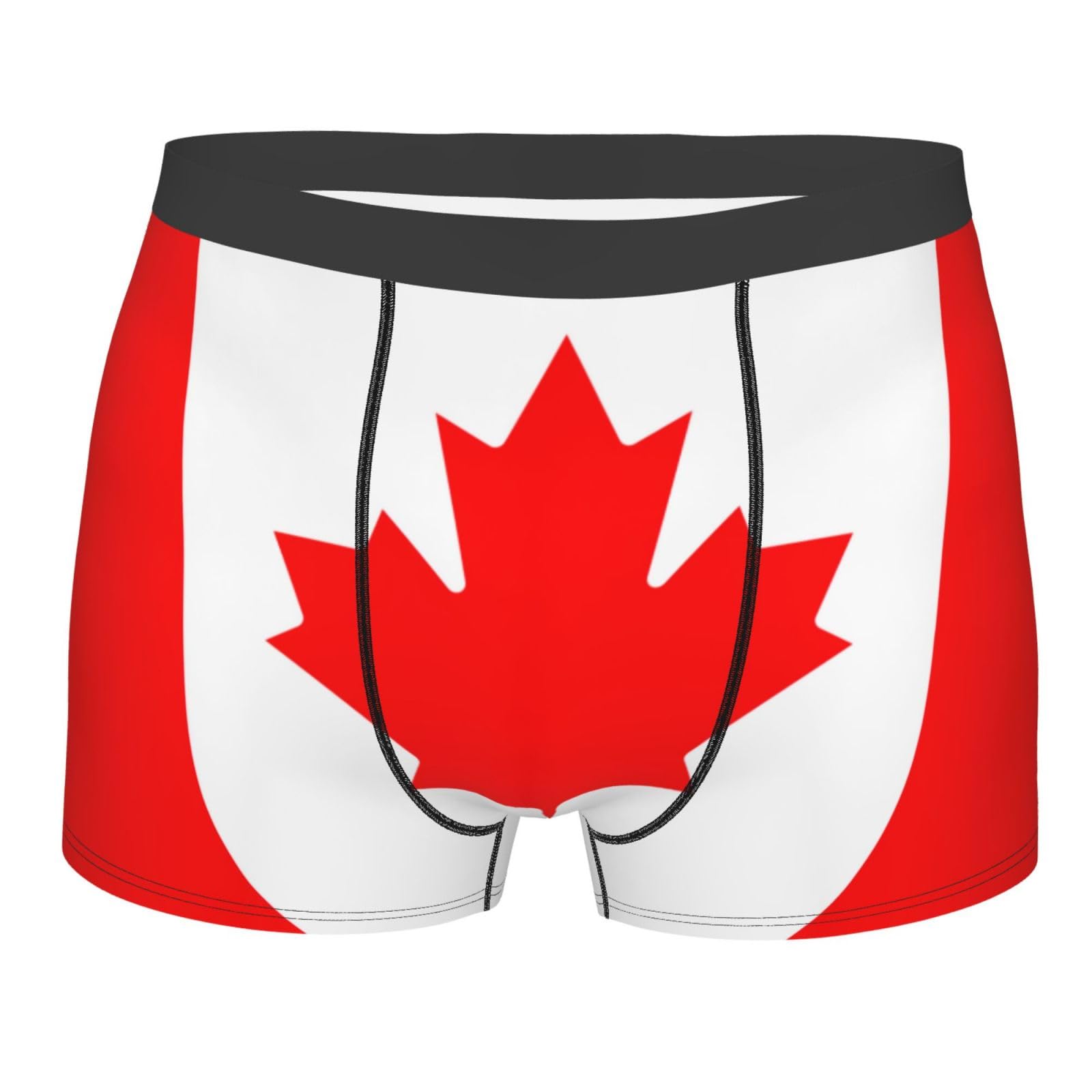 Drtgeds Unisex Black Canadian Flag Boxer Briefs, Moisture Wicking & Breathable,Underwear For Men, M