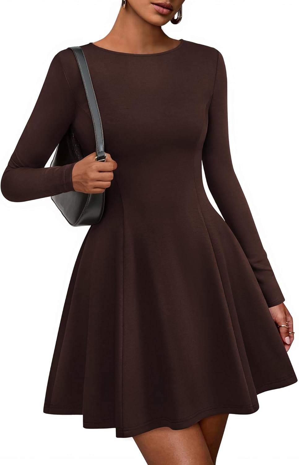 BTFBM Fall Dresses for Women 2025 Elegant Classy Flowy A Line Long Sleeve Business Homecoming Cocktail Sweater Dress