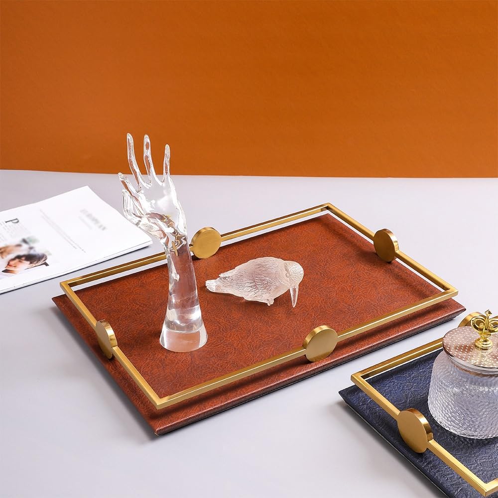 Vassoio da colazione in pelle bianca, elegante vassoio da portata per tavolo da pranzo o portico, per frutta, snack e decorazione della stanza modello - Design elegante e funzionale