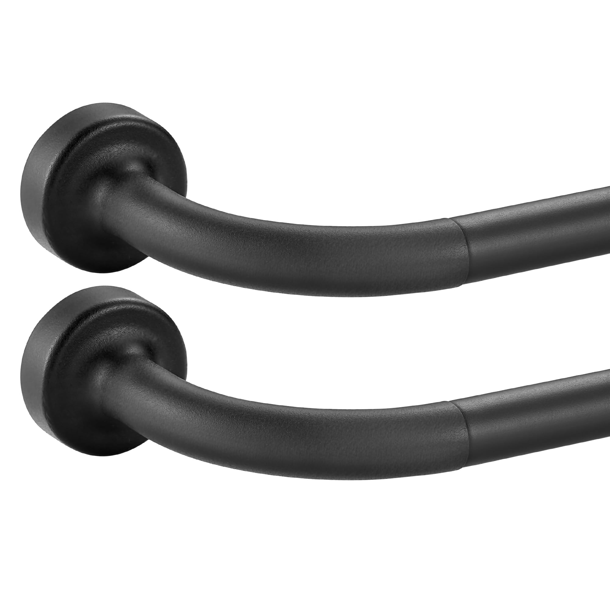 2 Pack Matte Black Disc Curtain Rods, 28-48 Inches Window Curtain Rod,Adjustable Room Darkening Curtain Rod with Aluminum Finials and Brackets,Wrap Around Design